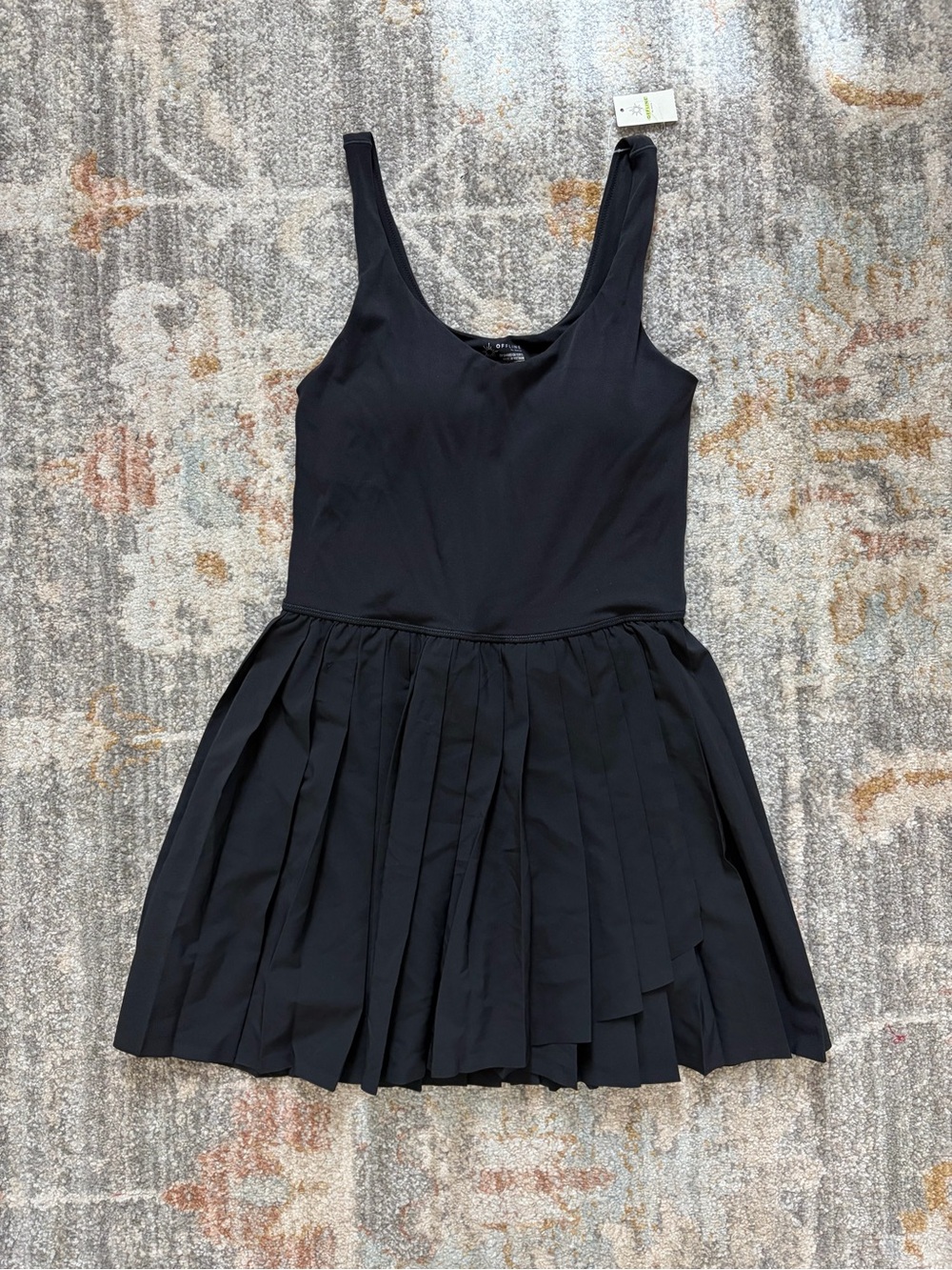 OFFLINE Aerie Black Pleated Scoop Neck Women's Tennis Dress